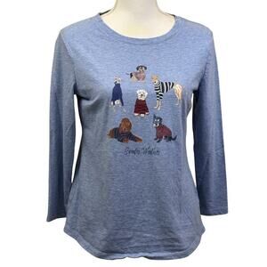 Talbots dog Tshirt, blue, small, whimsical, cozy, casual, cute, playful, novelty